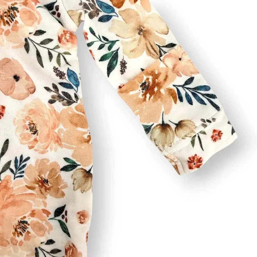 Copper Pearl Autumn Floral Print Knit Swaddle Blanket Knotted Gown Lot Newborn